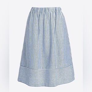 JCrew striped cotton linen midi skirt small